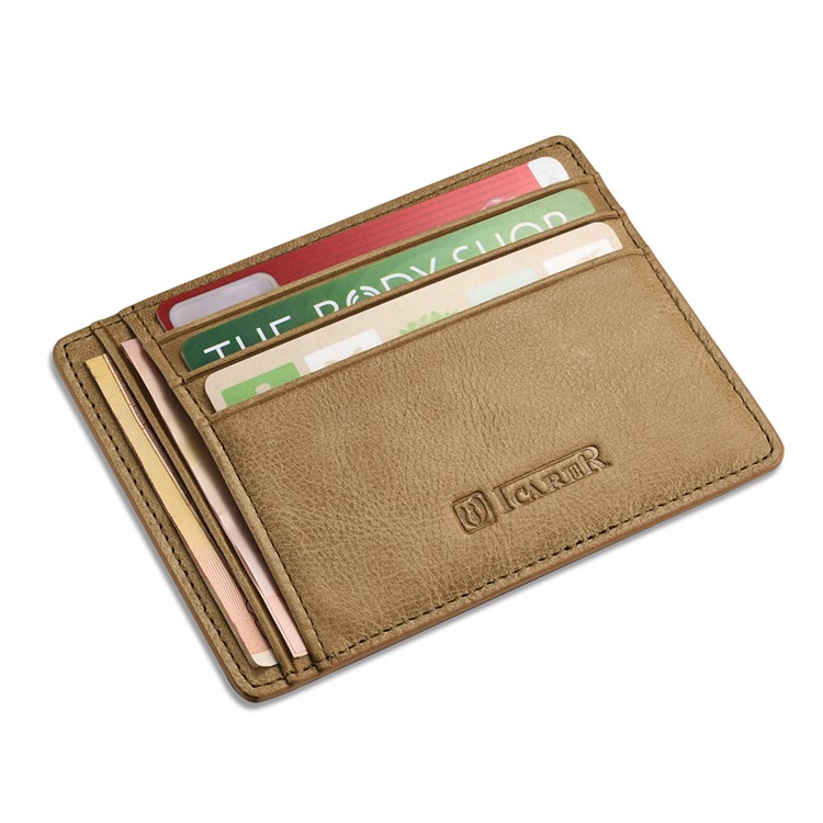 ICARER Vintage Genuine Leather Double-sided Card Slots - Khaki-4