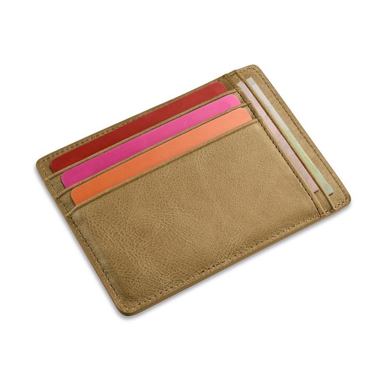 ICARER Vintage Genuine Leather Double-sided Card Slots - Khaki-5