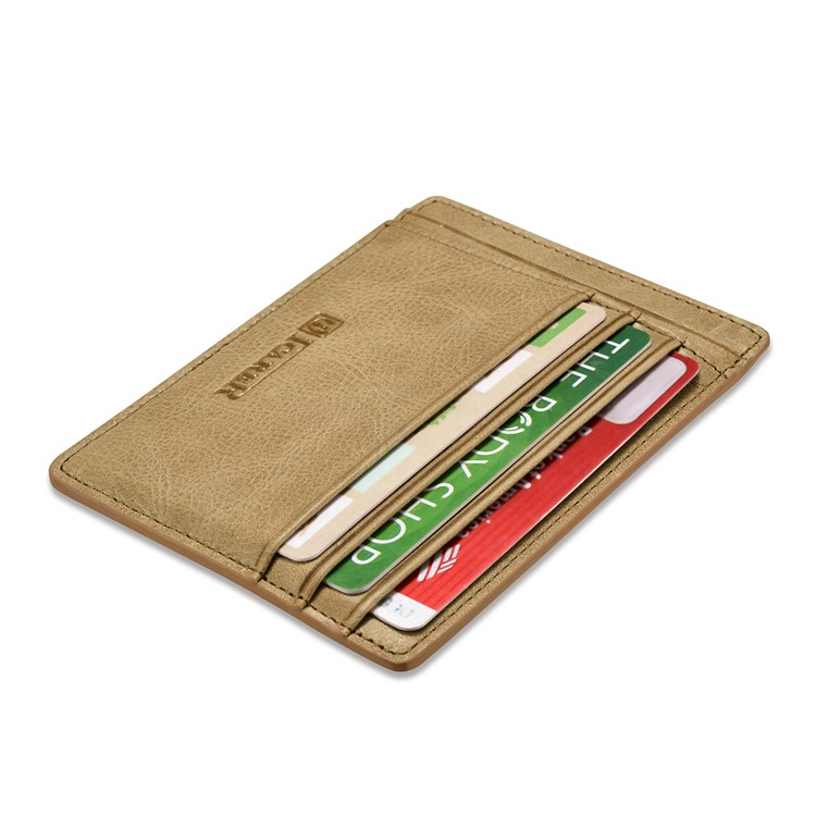ICARER Vintage Genuine Leather Double-sided Card Slots - Khaki-6