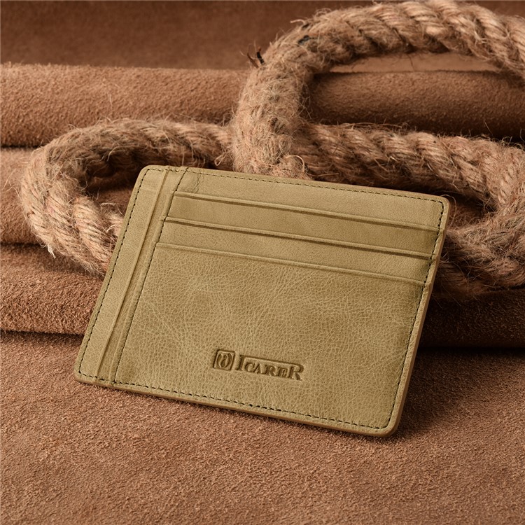 ICARER Vintage Genuine Leather Double-sided Card Slots - Khaki-9