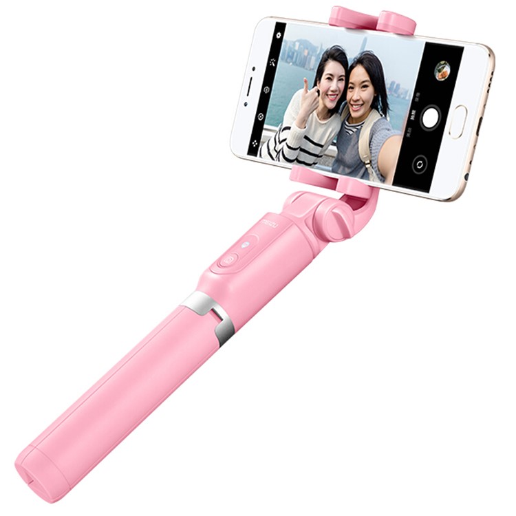 MEIZU Foldable Tripod Monopod Selfie Stick with Bluetooth Shutter for iPhone Samsung - Pink-4