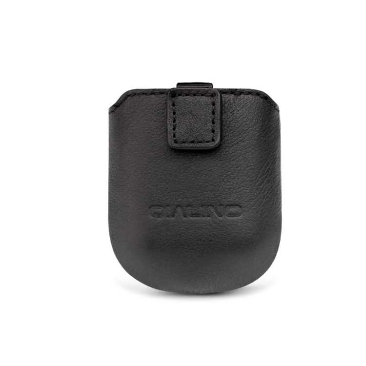 QIALINO Top-Layer Cowhide Leather Protective Cover Pouch for Apple Airpods Charging Case - Black-5