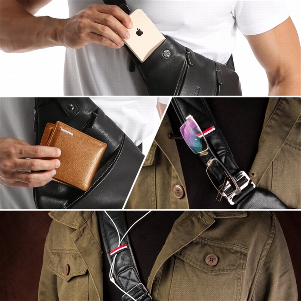 QIALINO Multipurpose Top Layer Cowhide Leather Anti Theft Crossbody Bag Casual Outdoor Travel Sling Bag-12