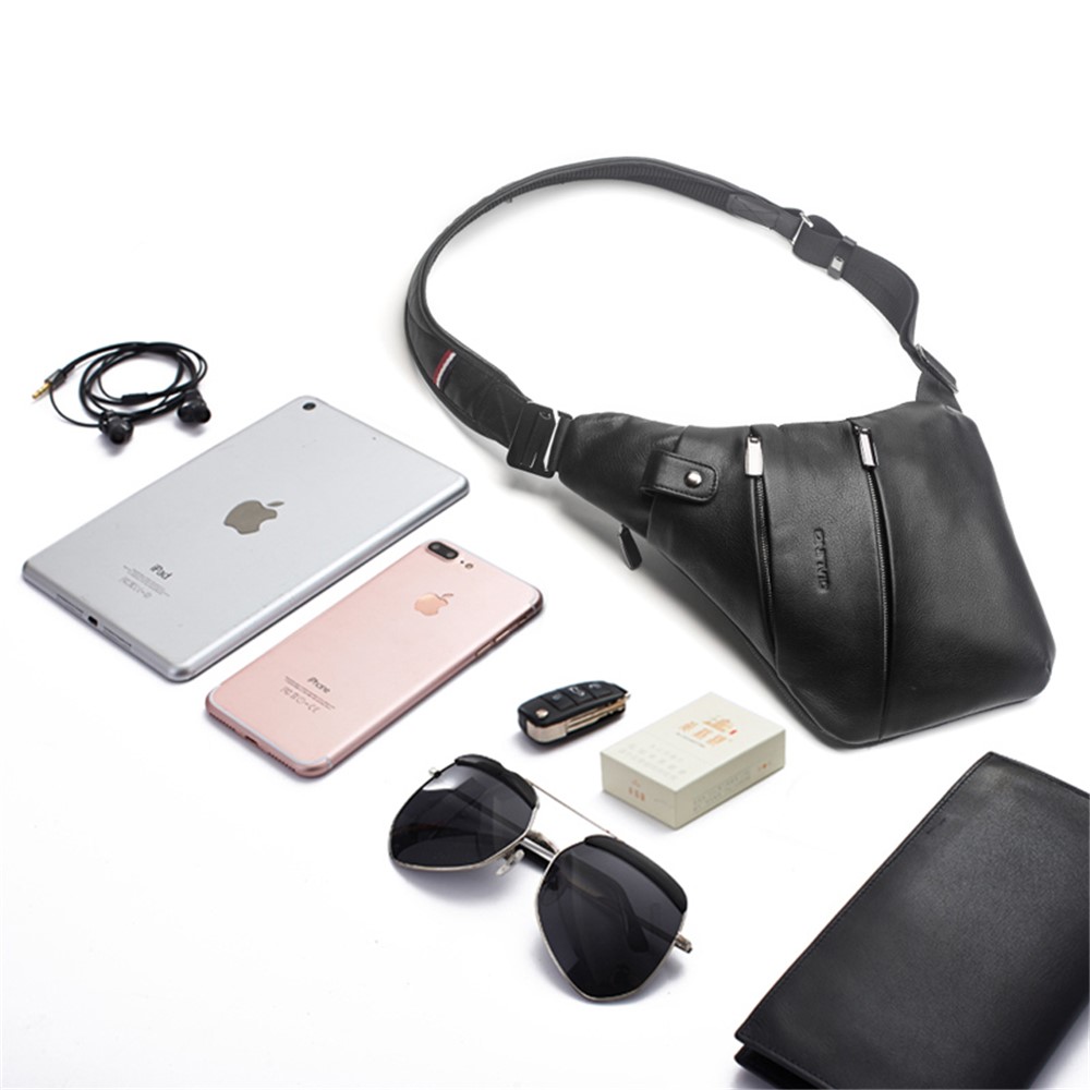 QIALINO Multipurpose Top Layer Cowhide Leather Anti Theft Crossbody Bag Casual Outdoor Travel Sling Bag-3