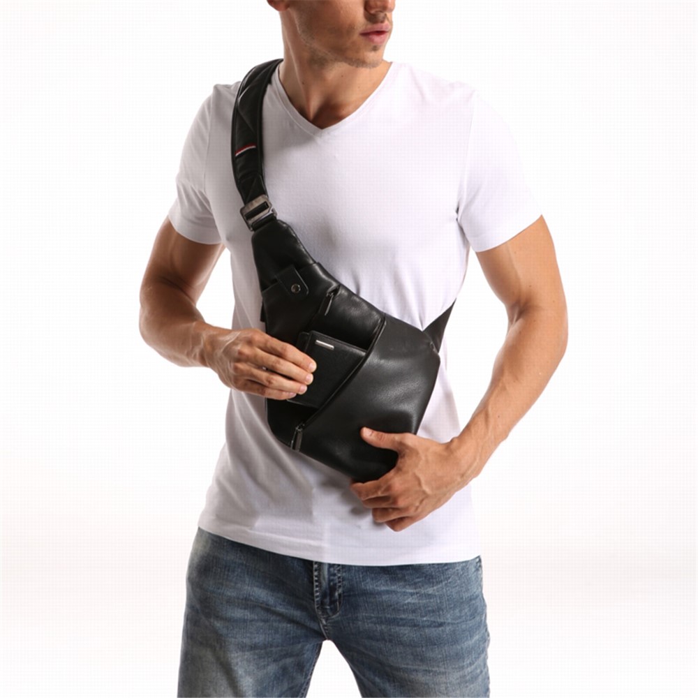 QIALINO Multipurpose Top Layer Cowhide Leather Anti Theft Crossbody Bag Casual Outdoor Travel Sling Bag-9