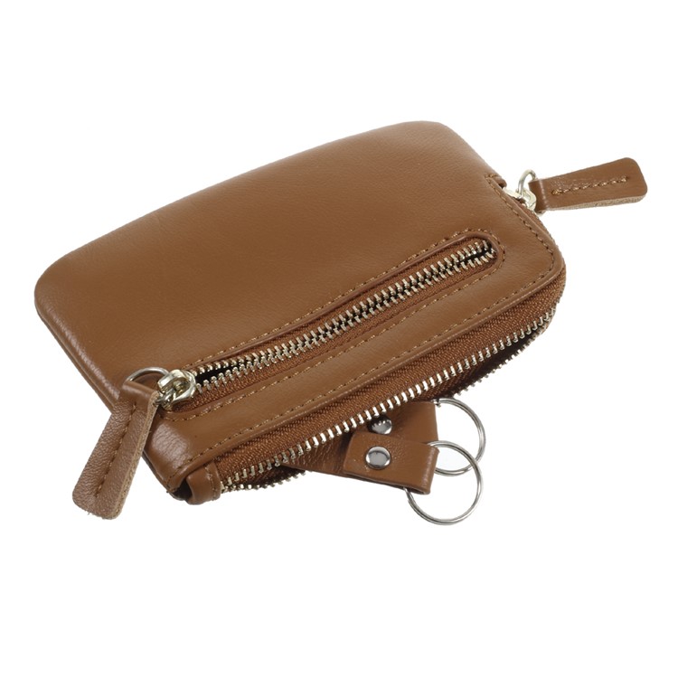 Genuine Leather Key Chain Pocket Pouch for Men - Brown-2