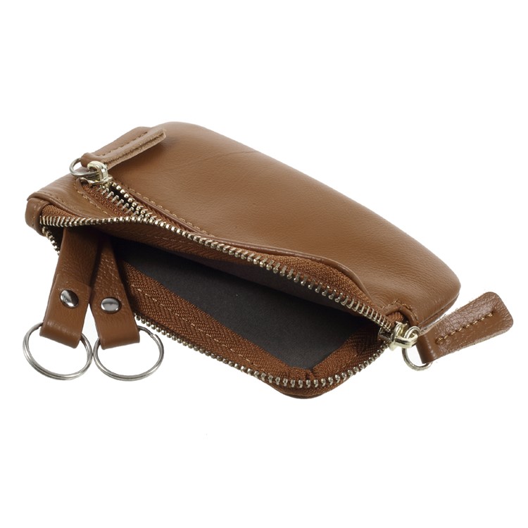 Genuine Leather Key Chain Pocket Pouch for Men - Brown-3