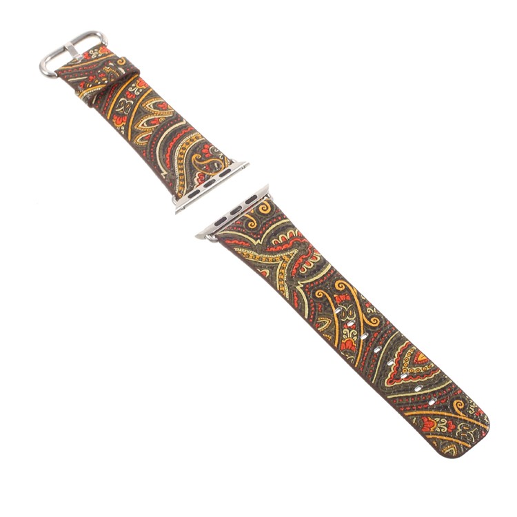 Ethnic Pattern PU Leather Replacement Watchband for Apple Watch Series 3 2 1 42mm - Brown-3