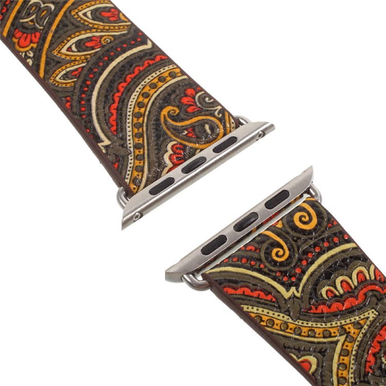 Ethnic Pattern PU Leather Replacement Watchband for Apple Watch Series 3 2 1 42mm - Brown-4