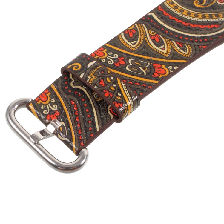 Ethnic Pattern PU Leather Replacement Watchband for Apple Watch Series 3 2 1 42mm - Brown-5