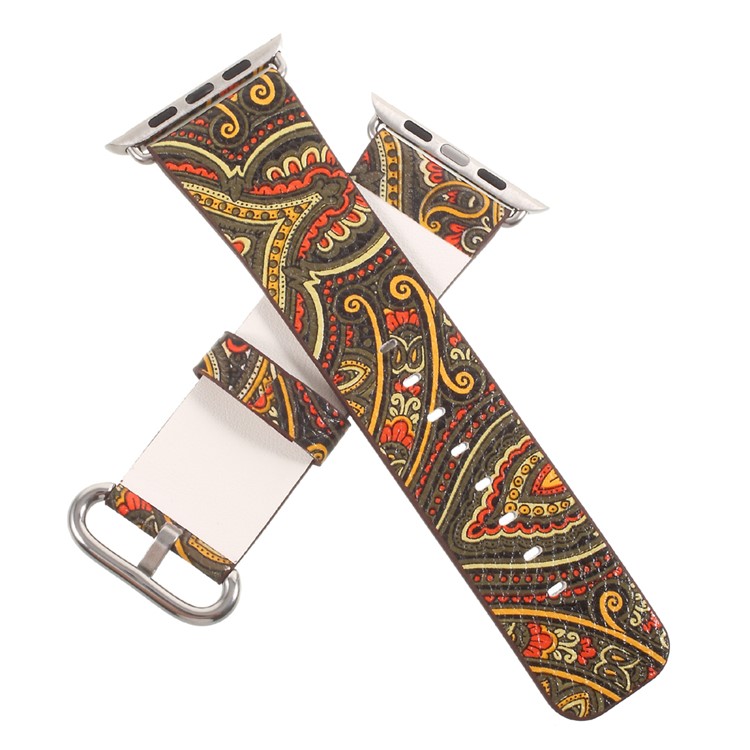 Ethnic Pattern PU Leather Replacement Watchband for Apple Watch Series 3 2 1 42mm - Brown-7