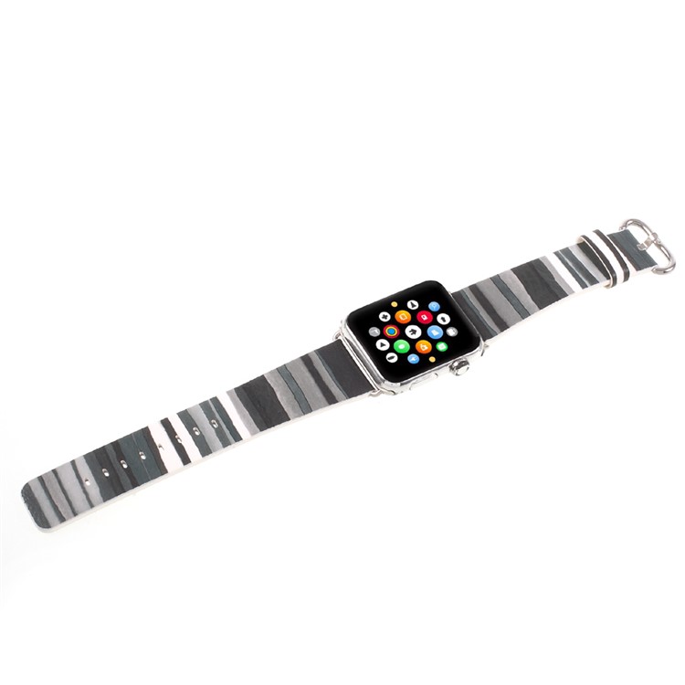 Stripe Style Leather Watch Band for Apple Watch Series 2 Series 1 42mm - Grey-10