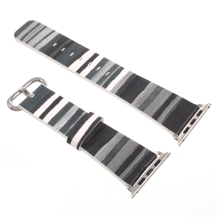 Stripe Style Leather Watch Band for Apple Watch Series 2 Series 1 42mm - Grey-2