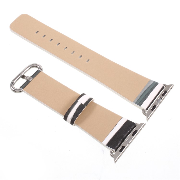 Stripe Style Leather Watch Band for Apple Watch Series 2 Series 1 42mm - Grey-3