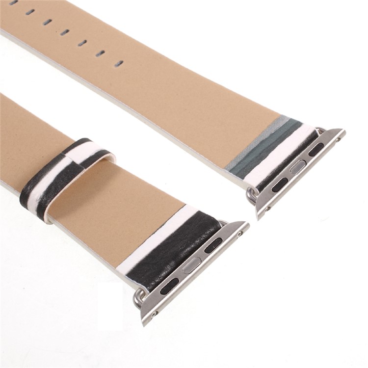 Stripe Style Leather Watch Band for Apple Watch Series 2 Series 1 42mm - Grey-4