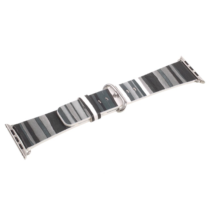 Stripe Style Leather Watch Band for Apple Watch Series 2 Series 1 42mm - Grey-5