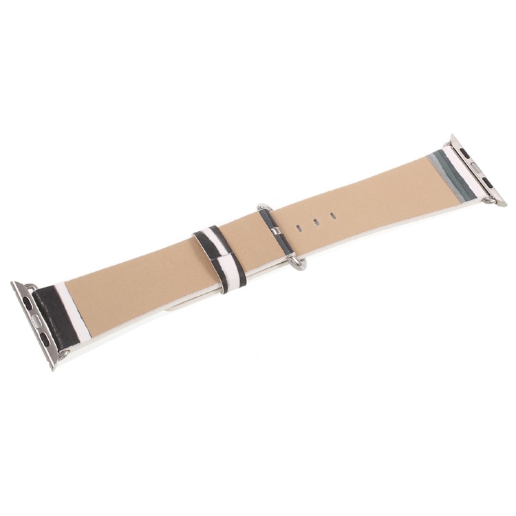 Stripe Style Leather Watch Band for Apple Watch Series 2 Series 1 42mm - Grey-6