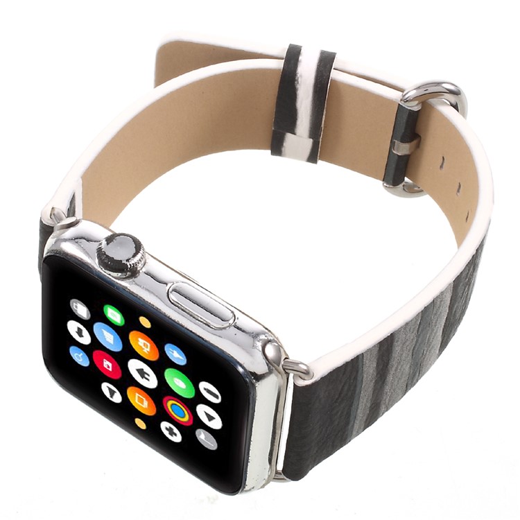 Stripe Style Leather Watch Band for Apple Watch Series 2 Series 1 42mm - Grey-8
