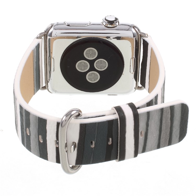 Stripe Style Leather Watch Band for Apple Watch Series 2 Series 1 42mm - Grey-9