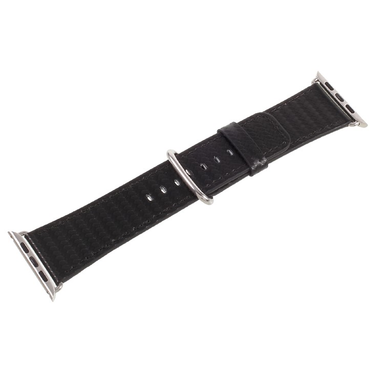 Carbon Fiber Texture Leather Watch Wrist Strap for Apple Watch Series 2 Series 1 42mm - Black-3