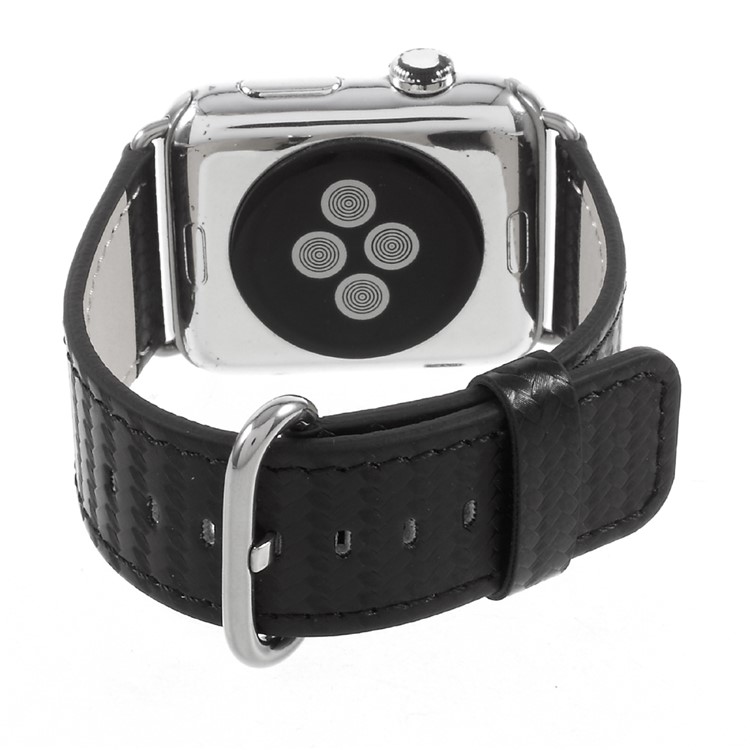 Carbon Fiber Texture Leather Watch Wrist Strap for Apple Watch Series 2 Series 1 42mm - Black-6