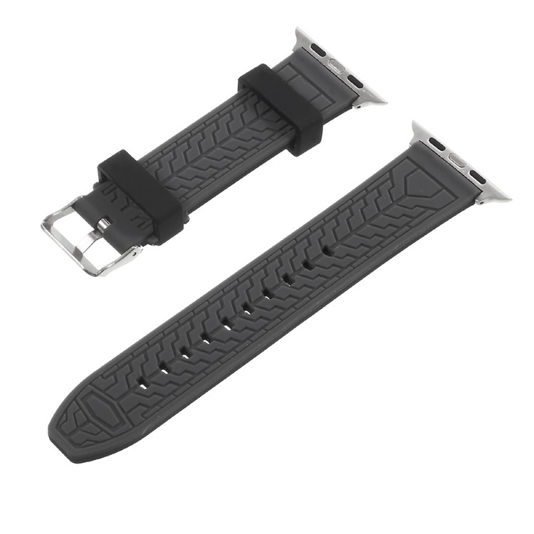 38 mm Bi-color Imprinted Silicone Replacement Watch Band for Apple Watch - Black / Grey-2