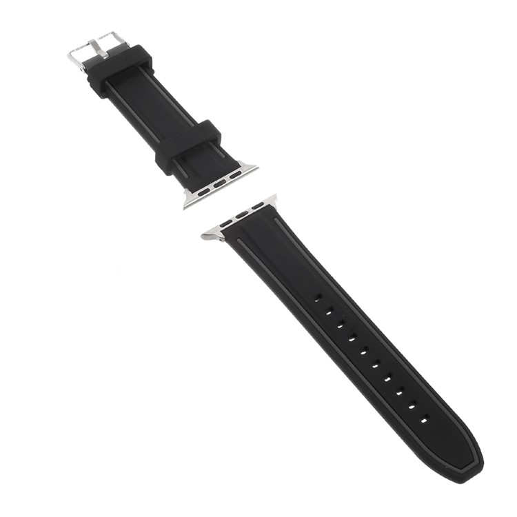 38 mm Bi-color Imprinted Silicone Replacement Watch Band for Apple Watch - Black / Grey-3