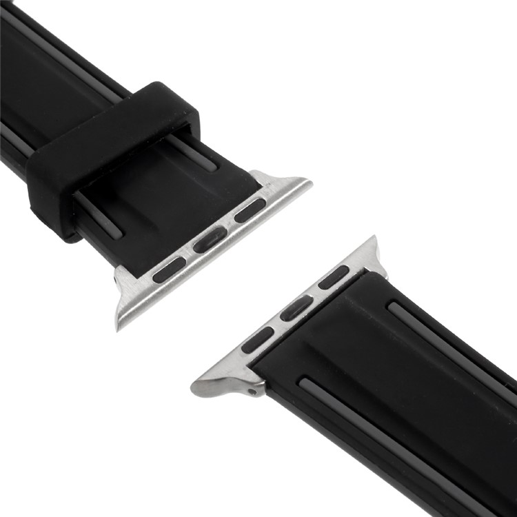 38 mm Bi-color Imprinted Silicone Replacement Watch Band for Apple Watch - Black / Grey-4