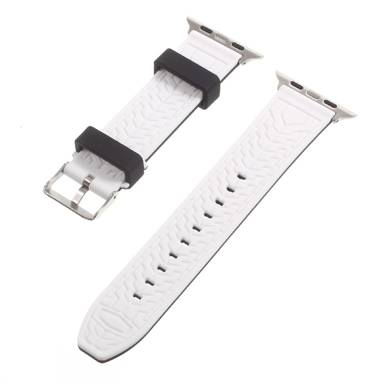 Two-tone Soft Silicone Imprint Watch Wristband for Apple Watch Series 2 Series 1 42mm - Black and White-2