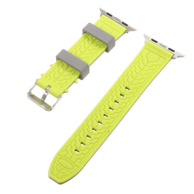 Bi-color Soft Silicone Imprint Watch Band Strap for Apple Watch Series 2 Series 1 42mm - Grey and Green-2