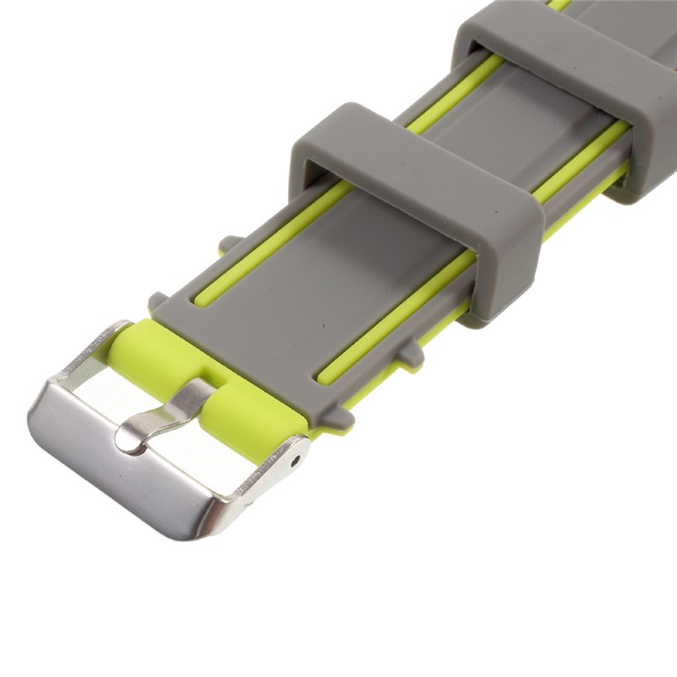 Bi-color Soft Silicone Imprint Watch Band Strap for Apple Watch Series 2 Series 1 42mm - Grey and Green-5