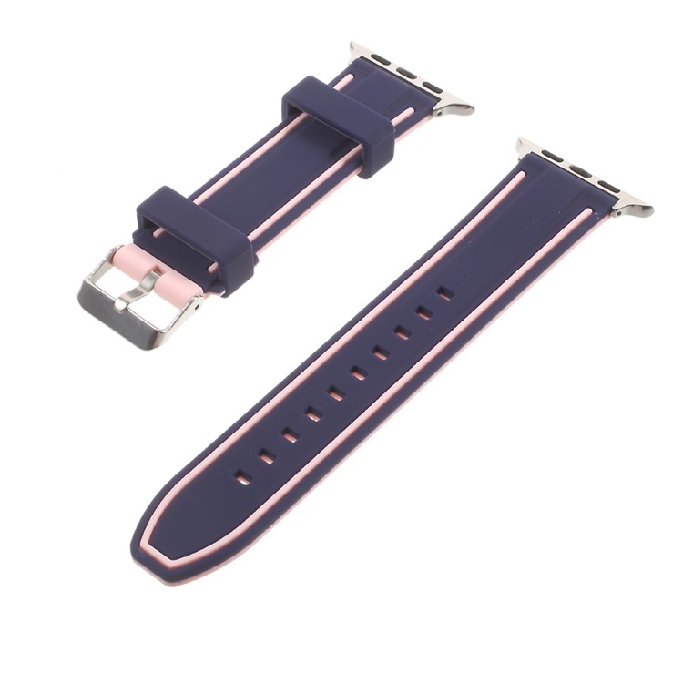 Two-tone Flexible Silicone Imprint Watch Band Strap for Apple Watch Series 2 Series 1 42mm - Purple and Pink-1