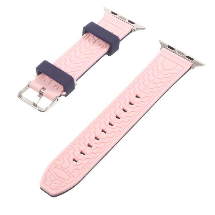 Two-tone Flexible Silicone Imprint Watch Band Strap for Apple Watch Series 2 Series 1 42mm - Purple and Pink-2