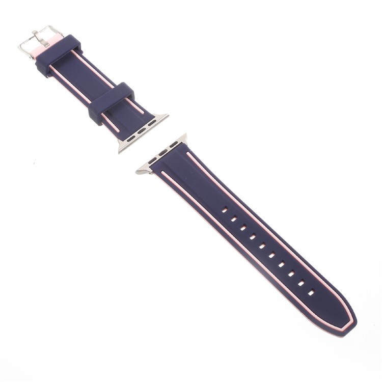 Two-tone Flexible Silicone Imprint Watch Band Strap for Apple Watch Series 2 Series 1 42mm - Purple and Pink-3