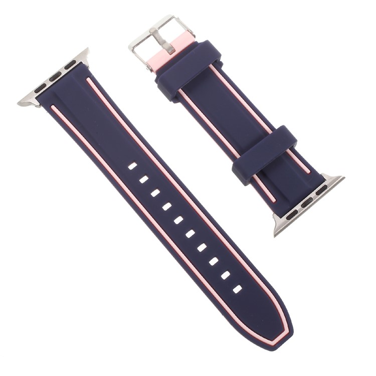 Two-tone Flexible Silicone Imprint Watch Band Strap for Apple Watch Series 2 Series 1 42mm - Purple and Pink-4