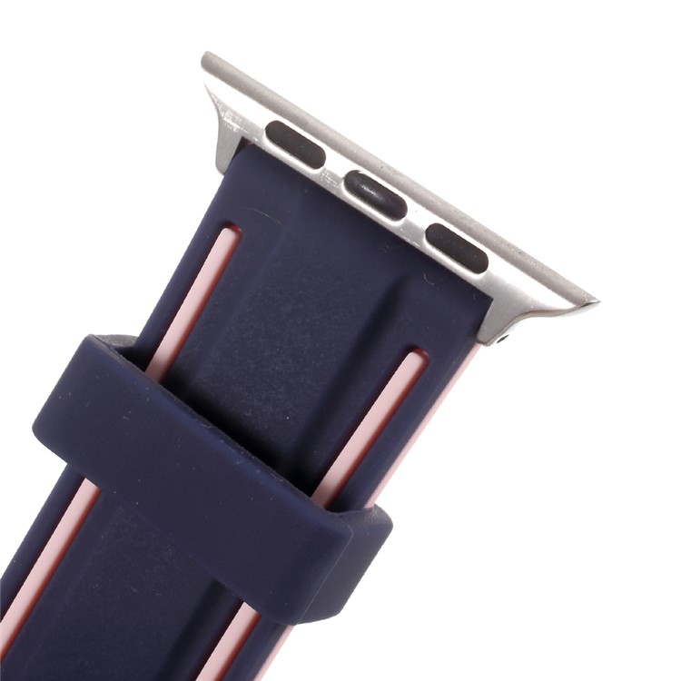 Two-tone Flexible Silicone Imprint Watch Band Strap for Apple Watch Series 2 Series 1 42mm - Purple and Pink-5
