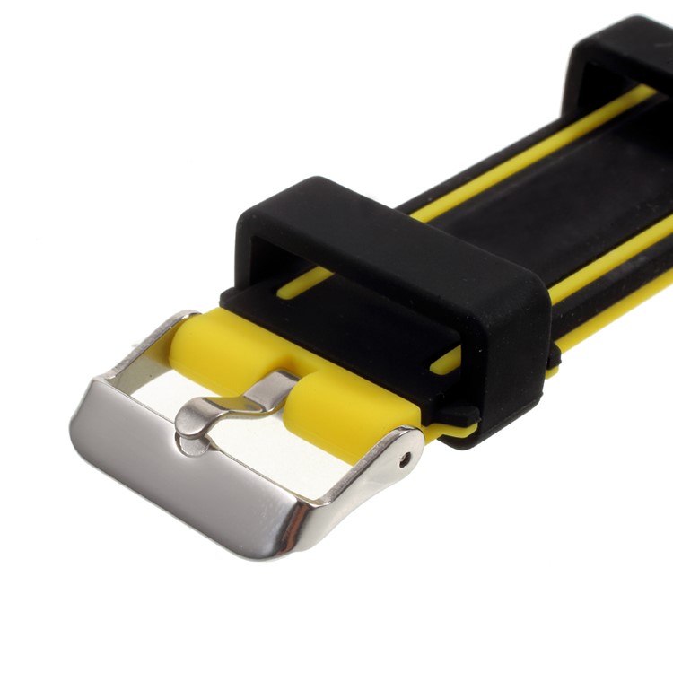 Two-tone Soft Silicone Imprint Buckle Clasp Watch Band for Apple Watch Series 2 Series 1 42mm - Black and Yellow-5