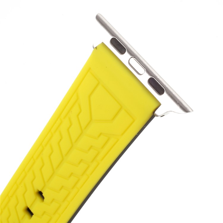 Two-tone Soft Silicone Imprint Buckle Clasp Watch Band for Apple Watch Series 2 Series 1 42mm - Black and Yellow-6