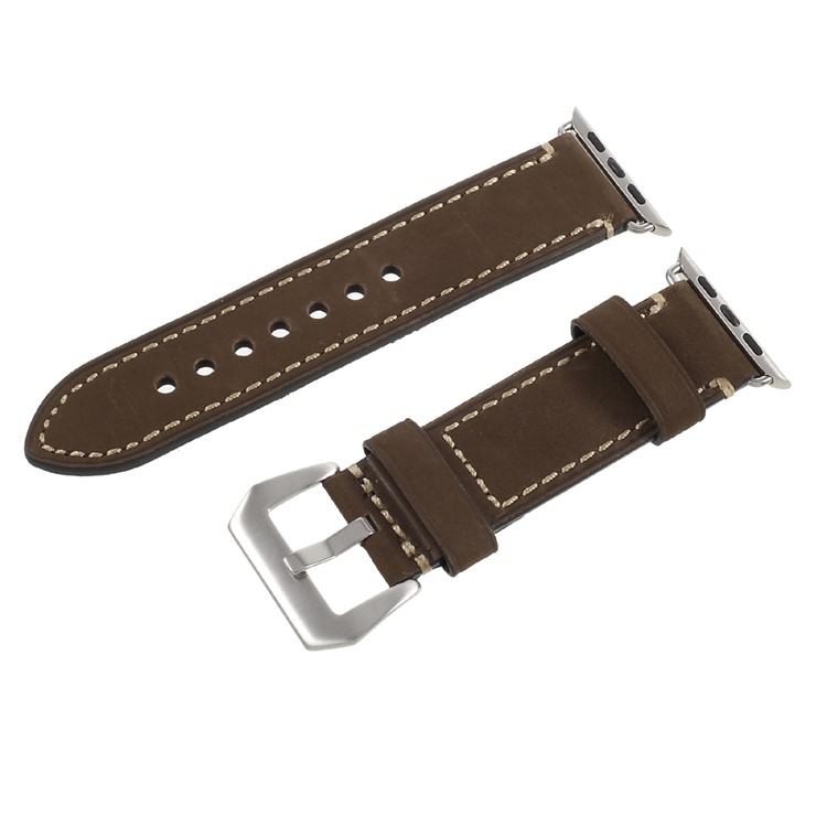 For Apple Watch Series 1 Series 2 38mm PU Leather Buckle Watchband - Coffee-1