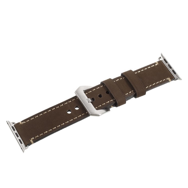 For Apple Watch Series 1 Series 2 38mm PU Leather Buckle Watchband - Coffee-3
