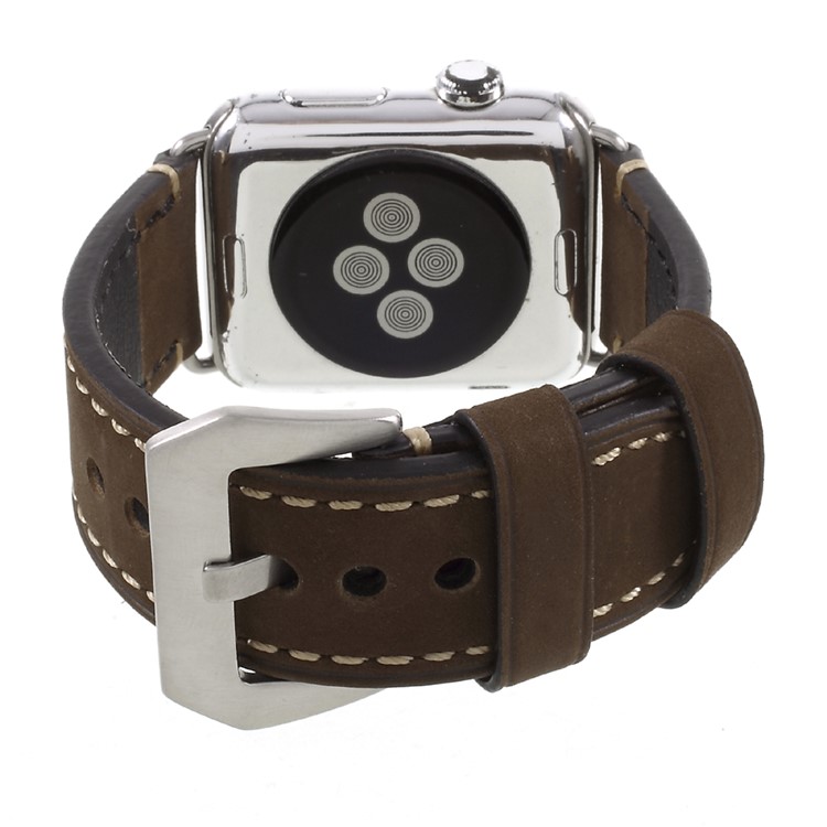 For Apple Watch Series 1 Series 2 38mm PU Leather Buckle Watchband - Coffee-6