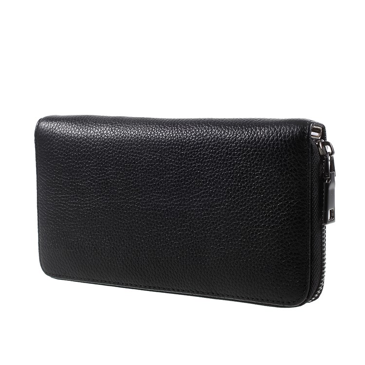 4800mAh Power Bank Litchi Texture Genuine Leather Wallet 2-in-1 Design for iPhone 7, Samsung S8 - Black-3
