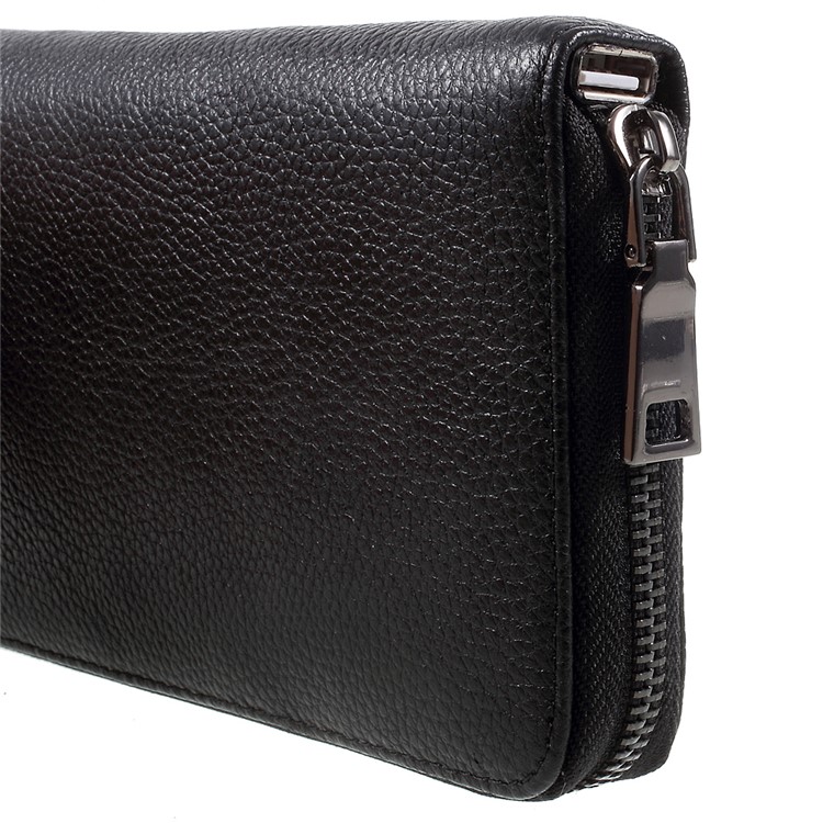 4800mAh Power Bank Litchi Texture Genuine Leather Wallet 2-in-1 Design for iPhone 7, Samsung S8 - Black-5