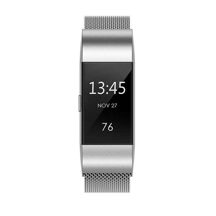 316 Stainless Steel Milanese Watch Band Strap with Magnetic Buckle for Fitbit Charge 2 - Silver Color-2