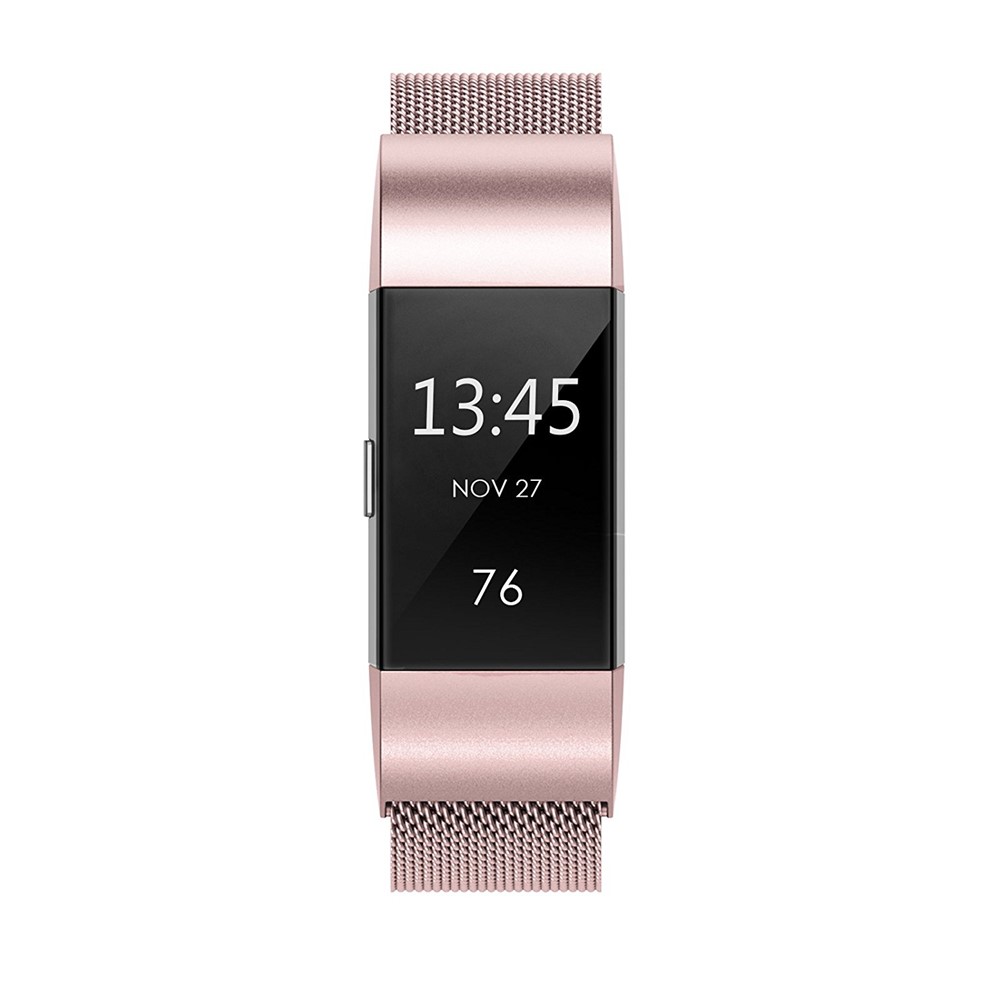 316 Edelstahl Milanese Armband Mit Magnetverschluss Für Fitbit Kostenlos 2 - Rosa-2