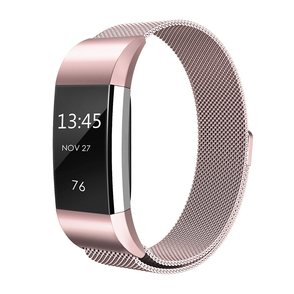 316 Edelstahl Milanese Armband Mit Magnetverschluss Für Fitbit Kostenlos 2 - Rosa-4