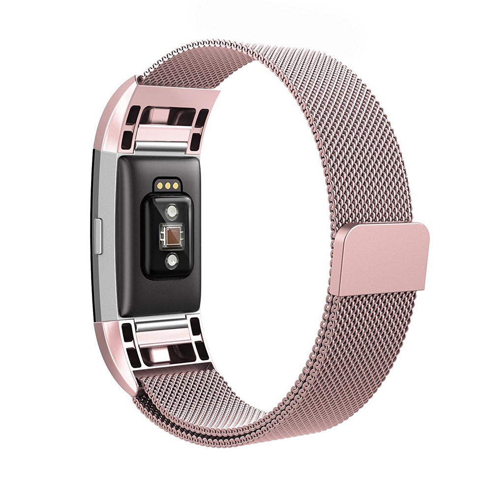 316 Edelstahl Milanese Armband Mit Magnetverschluss Für Fitbit Kostenlos 2 - Rosa-5