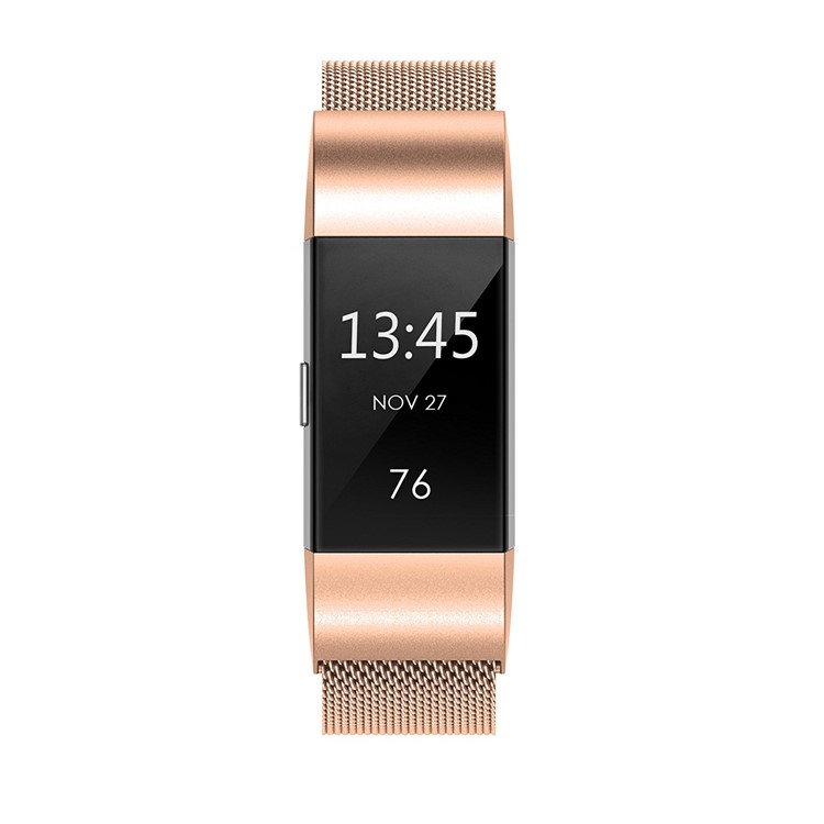 316 Stainless Steel Milanese Watch Band Strap with Magnetic Buckle for Fitbit Charge 2 - Rose Gold-2