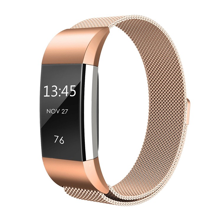 316 Stainless Steel Milanese Watch Band Strap with Magnetic Buckle for Fitbit Charge 2 - Rose Gold-4