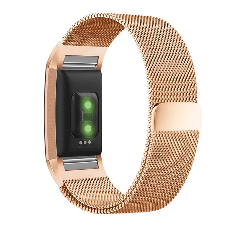 316 Stainless Steel Milanese Watch Band Strap with Magnetic Buckle for Fitbit Charge 2 - Rose Gold-5